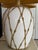 Hollywood Regency Vintage Hollywood Regency Boho Faux Bamboo “Icing” Ceramic Table Lamps With Raffia Shades - A Pair For Sale - Image 3 of 12