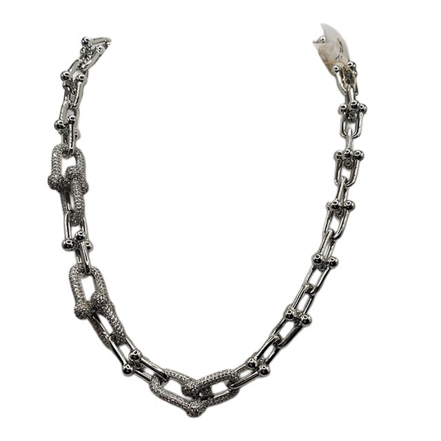 Chain Necklace With Cz's With Earings For Sale