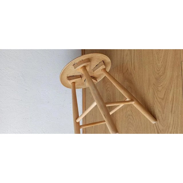 Vintage Swedish Wooden Stool, 1960s For Sale - Image 4 of 10