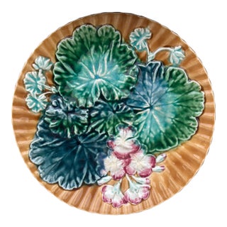 Majolica Leaves & Flowers Plate Clairefontaine, Circa 1890 For Sale