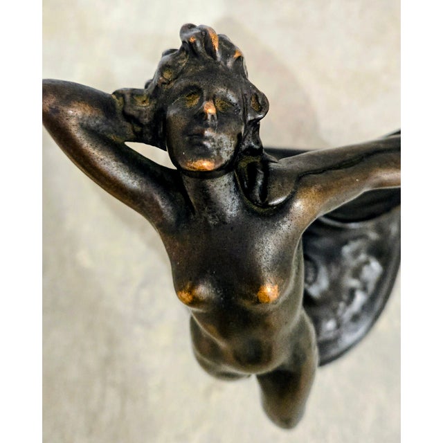 Metal Art Deco Gotham Galvano Bronze Nude With Flowing Drape For Sale - Image 7 of 9