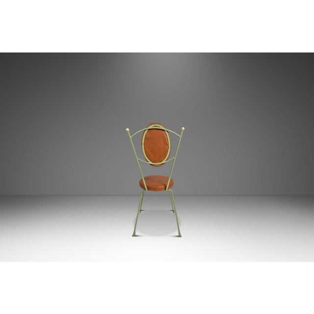 Metal Set of Two (2) Mid-Century Modern Italian Outdoor Patio / Bistro Chairs in Wrought Iron & Vinyl, Usa, C. 1960s For Sale - Image 7 of 18