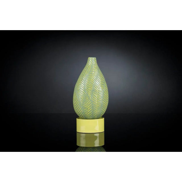 Ceramic Fern Bottle with Big Base in Gress Green from VGnewtrend For Sale - Image 7 of 7