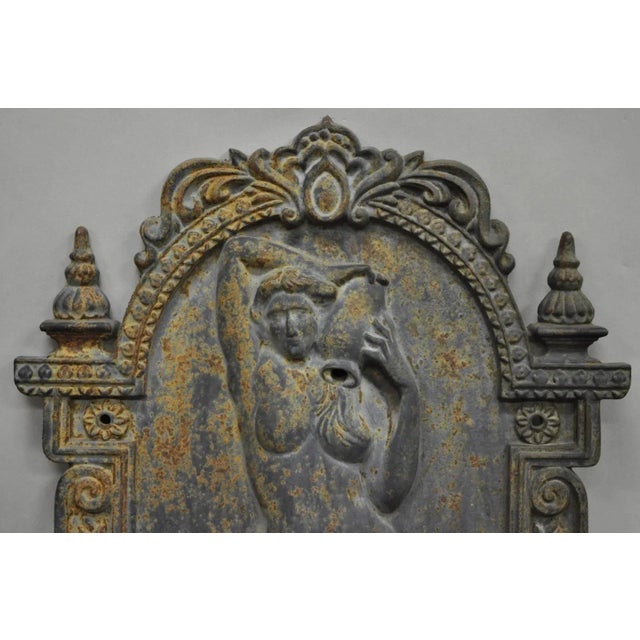 Mid 20th Century Vintage French Neoclassical Cast Iron Nude Maiden Wall Mounted Garden Fountain For Sale - Image 4 of 10