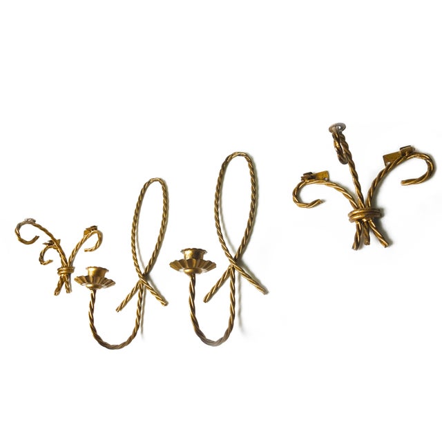 Vintage MidCentury Twisted Metal Brass Wall Sconces Set of 4 Chairish