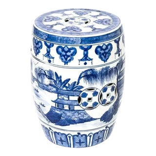 Porcelain Blue & White Garden Stool For Sale