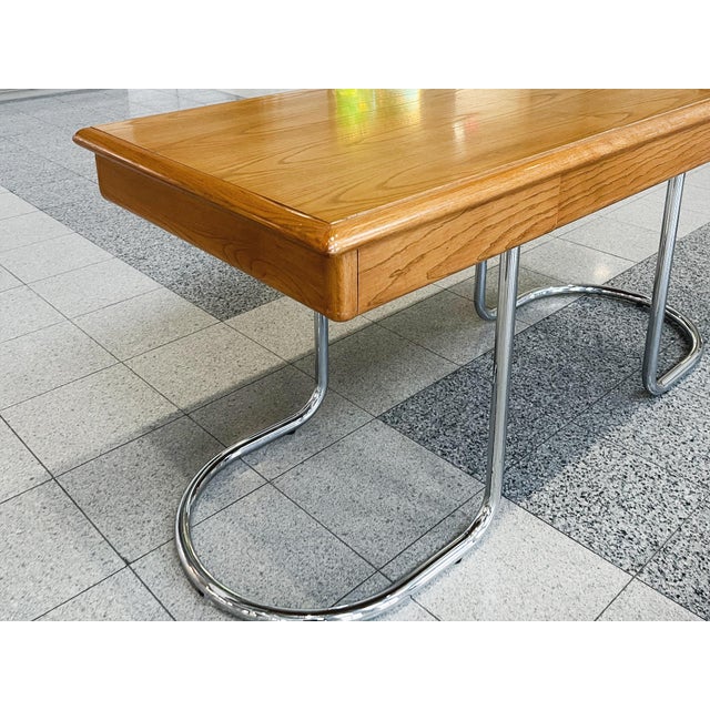1970s Italian Ash & Nickel Desk For Sale In New York - Image 6 of 16