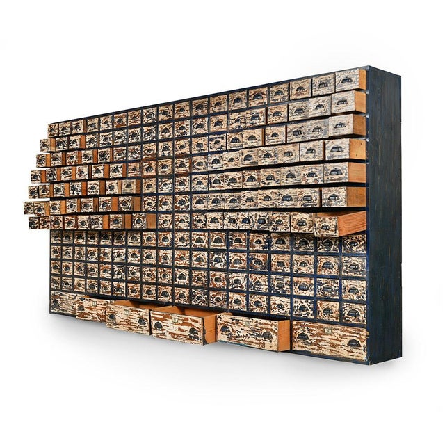 wooden furniture workshop to 204 drawers. Furniture craft wood vintage. Was used in a French design studio. This furniture...