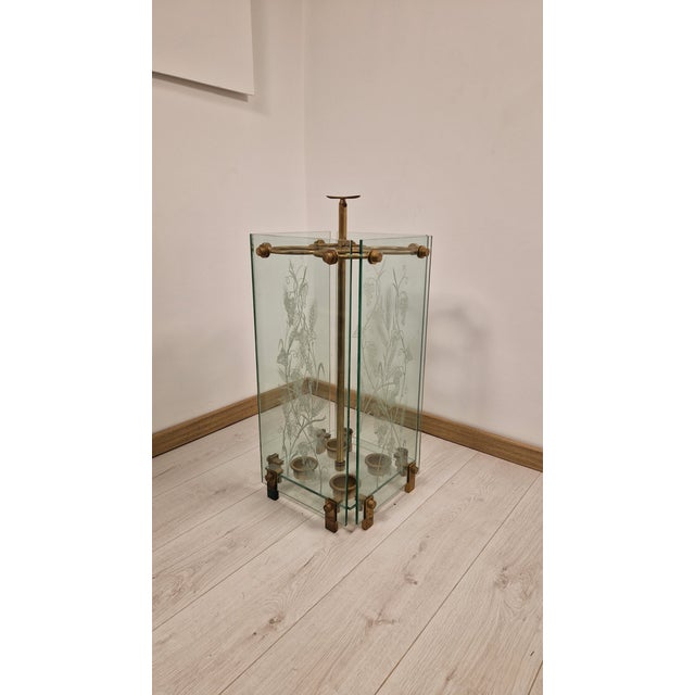 Umbrella Stand in Brass and Engraved Glass from Fontana Arte, 1950s For Sale - Image 13 of 16