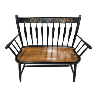 1990s Vintage Nicholas and Stone Hitchcock Style Bench For Sale
