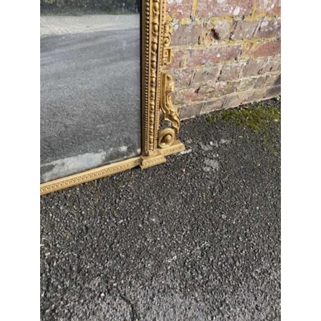 Large Antique English Gilt Overmantle Mirror, 1800s For Sale - Image 5 of 8