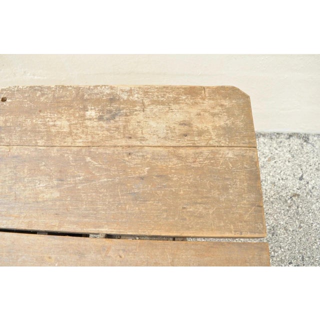 Antique French Country Primitive Black Distress Painted 1 Drawer Desk Work Table For Sale In Philadelphia - Image 6 of 12