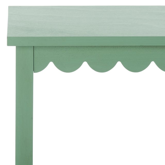 Spritely Home Heaven Scalloped Low Drawer Accent Table in Sage Green For Sale - Image 4 of 10