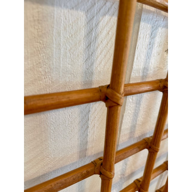 1960s Vintage Bamboo Rattan Twin Headboard Coastal Palm Beach Style For Sale - Image 5 of 8