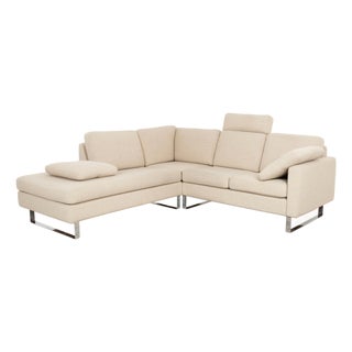 Conseta Corner Sofa in Beige, Cream, and Sand Fabric with Chrome Legs from Cor For Sale