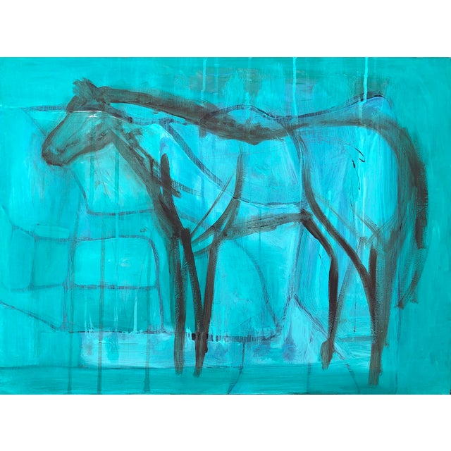 Cl Auker “Horse in Turquoise” Original Acrylic Painting For Sale