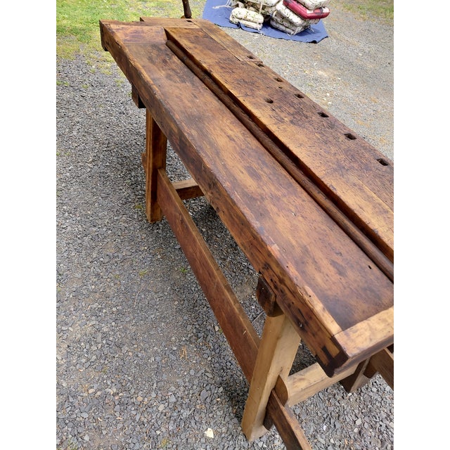 Antique Carpenters Workbench Kitchen Island For Sale - Image 10 of 13