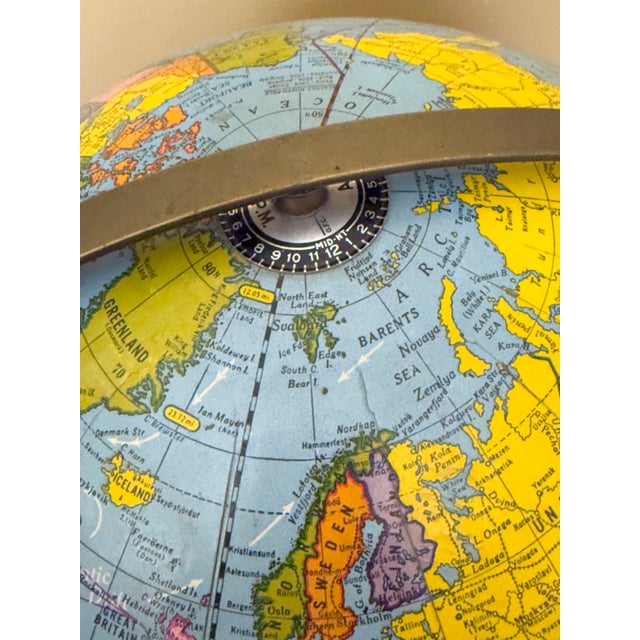 Paper Vintage, Mid-Century Modern Scholastic World Globe by the George F. Cram Co., Inc. For Sale - Image 7 of 13