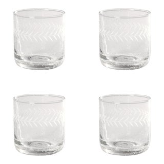 Tuscan Handmade Etched Rock Glasses, Set of 4 For Sale