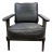 Four Hands Black Leather & Wood Frame "Brooks" Lounge Chair For Sale