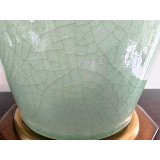 Vintage Frederick Cooper Crackle-Glazed Celadon Porcelain Table Lamps For Sale - Image 12 of 14