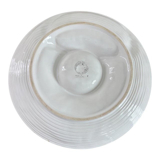 English Vintage Bordallo Pinheiro White Ceramic Artichoke 11" Plate Platter For Sale - Image 3 of 6