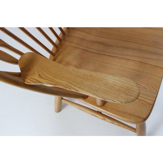 1970s Vintage Hans Wegner Style Ash Peacock Arm Chair For Sale - Image 6 of 13