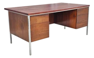 1960s Mid-Century Modern Walnut Executive Desk by Litton