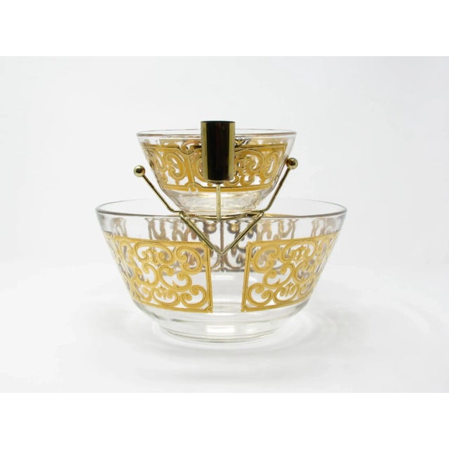1950s Vintage Georges Briard Spanish Gold 2-Tier Serving Bowl With 22k Decoration For Sale - Image 5 of 13