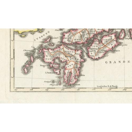 Antique Map of Japan with Coast of Korea by Barbiellini, 1807 For Sale - Image 5 of 10