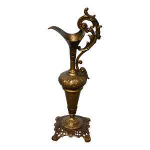 Antique Mixed Metal Baroque Style Ewer in Distressed Bronzed Finish
