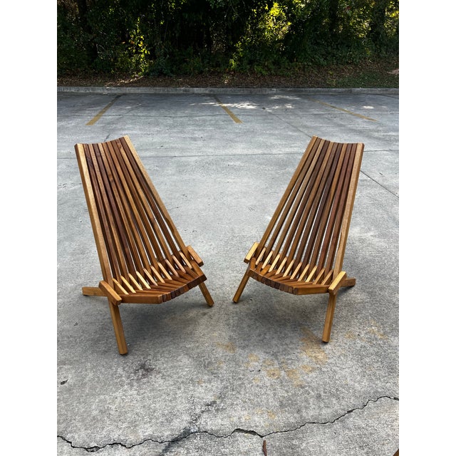 Collection of Vintage Wooden Foldable Low Chairs For Sale - Image 10 of 11