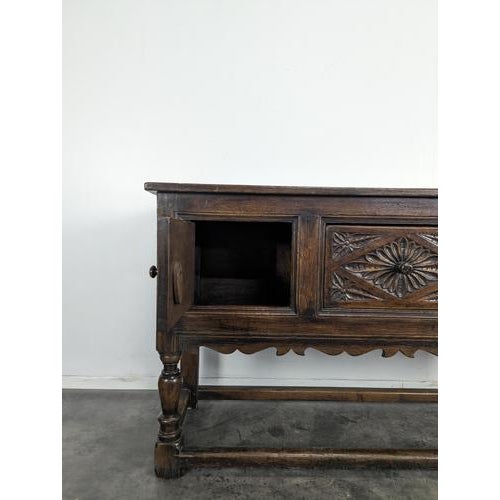 Rustic Carved Oak Serving Cart For Sale - Image 5 of 9