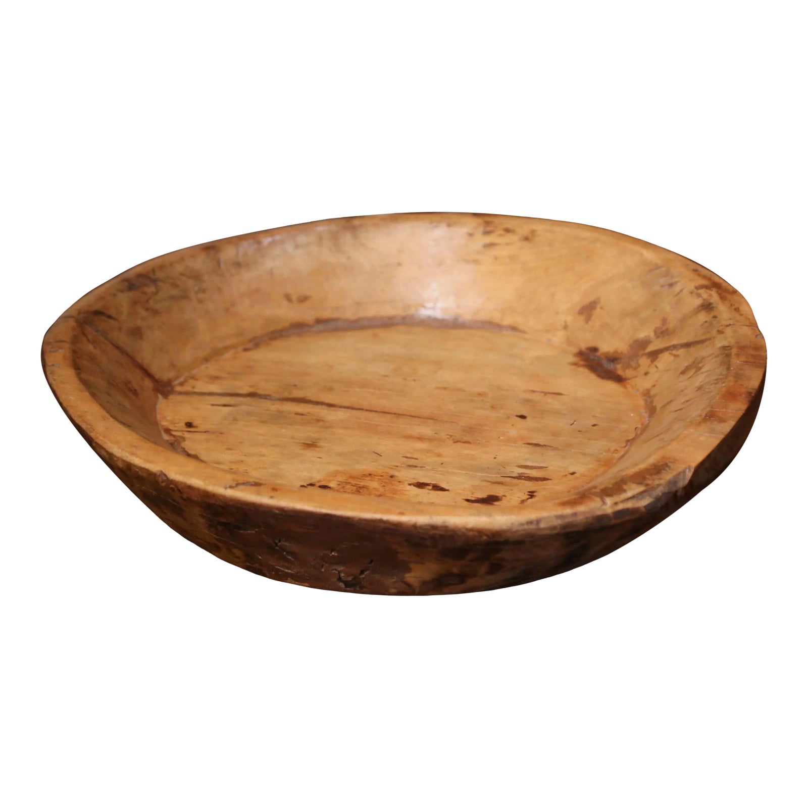 19th Century French Hand Carved Elm Decorative Fruit Bowl | Chairish