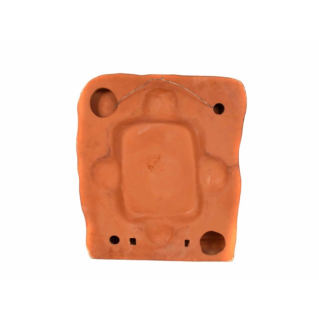 Terra Cotta Late 20th Century Large Hand Painted Terracotta Wall Plaque Hanging Art Décor For Sale - Image 8 of 8