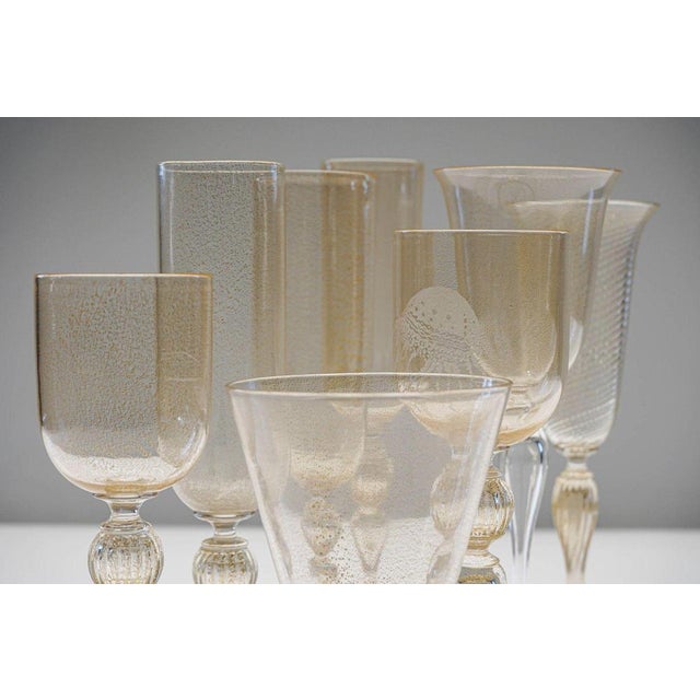 1950s Murano Stem Glasses with Embedded Gold Leaf from Cenedese, 1950s, Set of 8 For Sale - Image 5 of 18