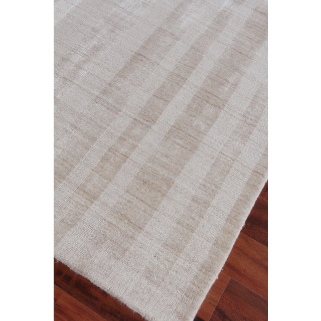 Textile Iscar Hand loom Wool/Viscose Light Beige Rug-9'x12" For Sale - Image 7 of 8