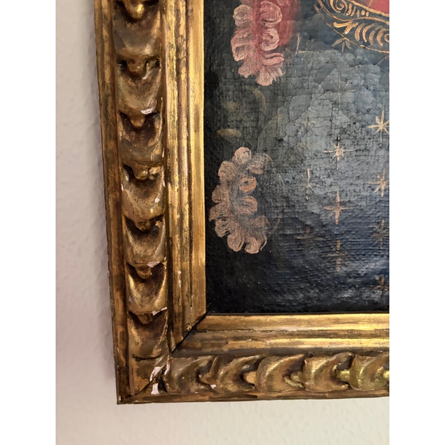 Attributed Cusco School Madonna & Child Oil on Canvas, Peru, 19th Century or Earlier, Family Provenance For Sale - Image 11 of 18