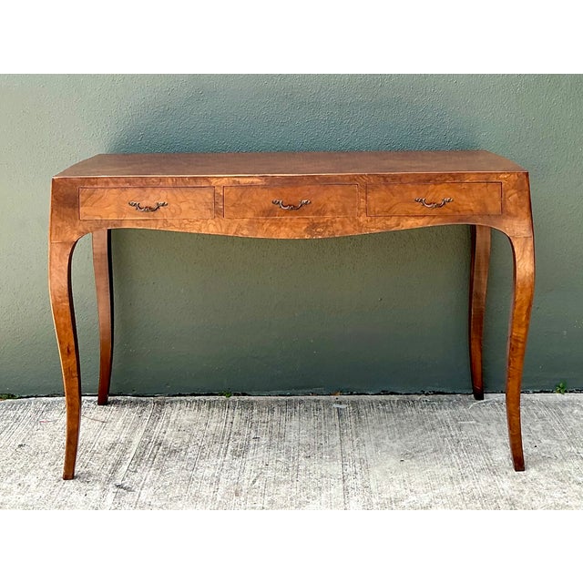 Vintage Italian Burl Wood Writing Desk For Sale - Image 4 of 12