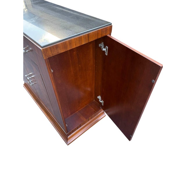 Wood Burl Wood Sideboard Bar With Granite Top For Sale - Image 7 of 10