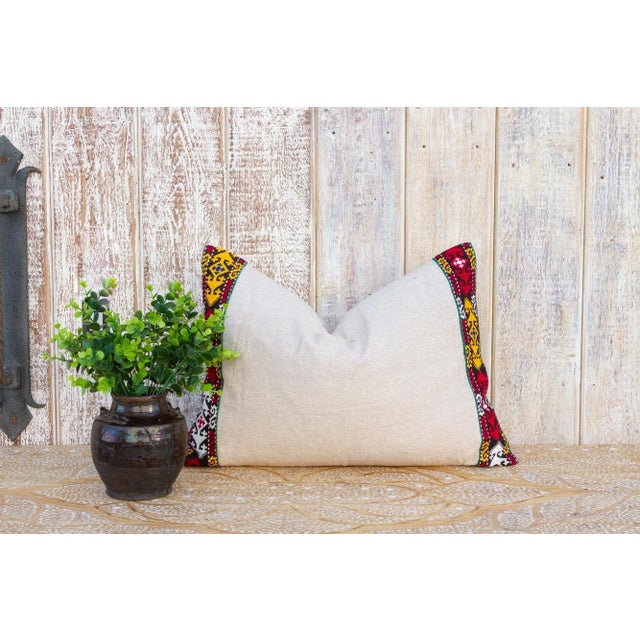 Linen Rup Linen Tribal Border Pillow For Sale - Image 8 of 9