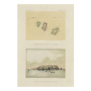 Map and View of the Chincha Islands, 1865 For Sale