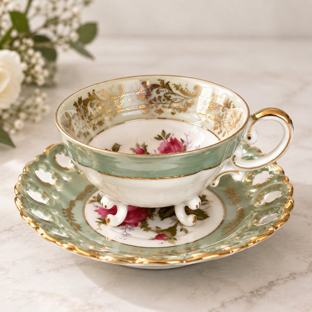Beautiful vintage Royal Sealy China Japan teacup and sauce. SOLD INDIVIDUALLY as a set of 1 cup and 1 saucer. These...