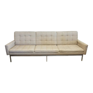 Vintage Mid-Century Modern Florence Knoll Tufted Sofa With Chrome Frame