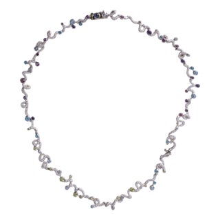 1990s 18k Mauboussin Gemstone Necklace For Sale