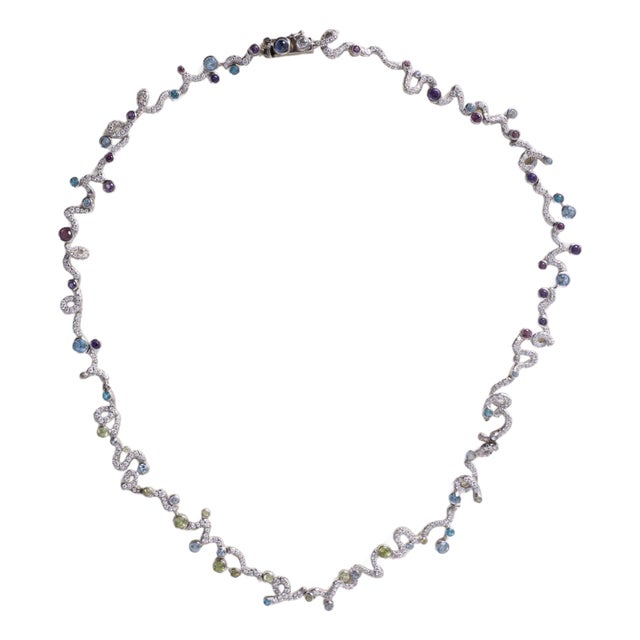 1990s 18k Mauboussin Gemstone Necklace For Sale