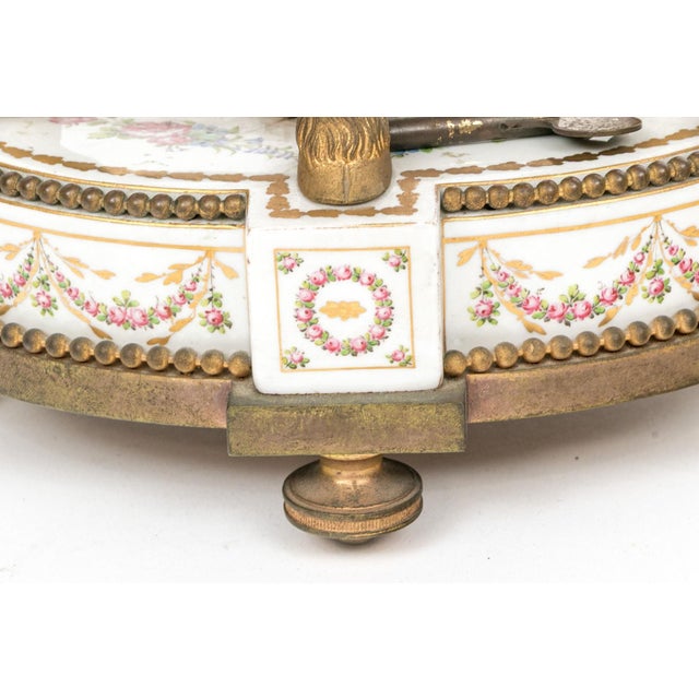 19th C. French Louis XVI Sèvres-Style Porcelain & Ormolu Mantel Clock, Signed Theodore B. Starr Ny For Sale - Image 16 of 18
