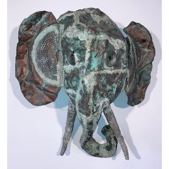1960s Brutalist Copper Elephant Wall Sculpture, Signed Rhoda Howard