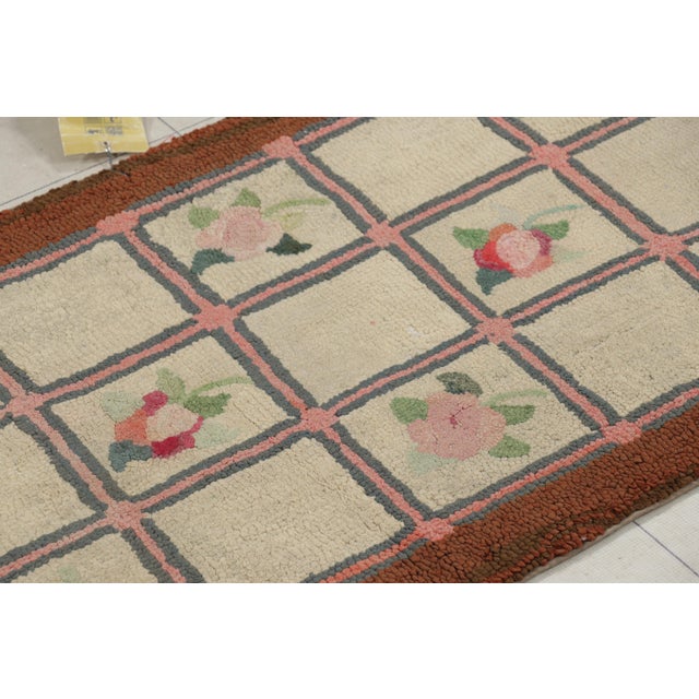 Rug & Kilim Antique Hooked Rug in Beige With Floral Medallion & Patterns From Rug & Kilim For Sale - Image 4 of 8