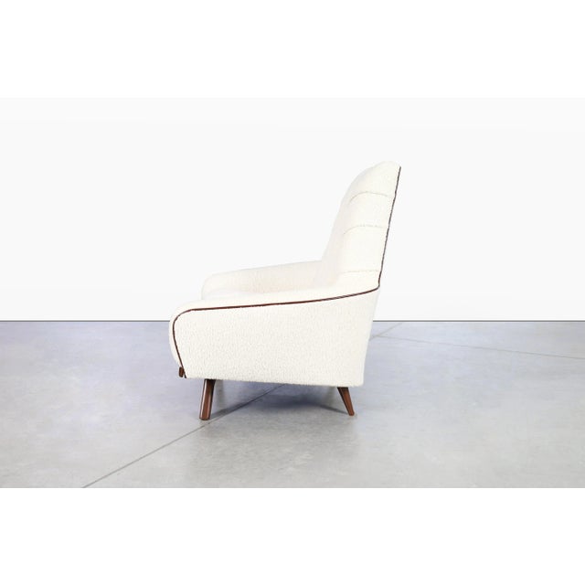 Ivory Mid-Century Walnut Gondola Lounge Chair W/ Ottoman Attributed to Adrian Pearsall For Sale - Image 8 of 12